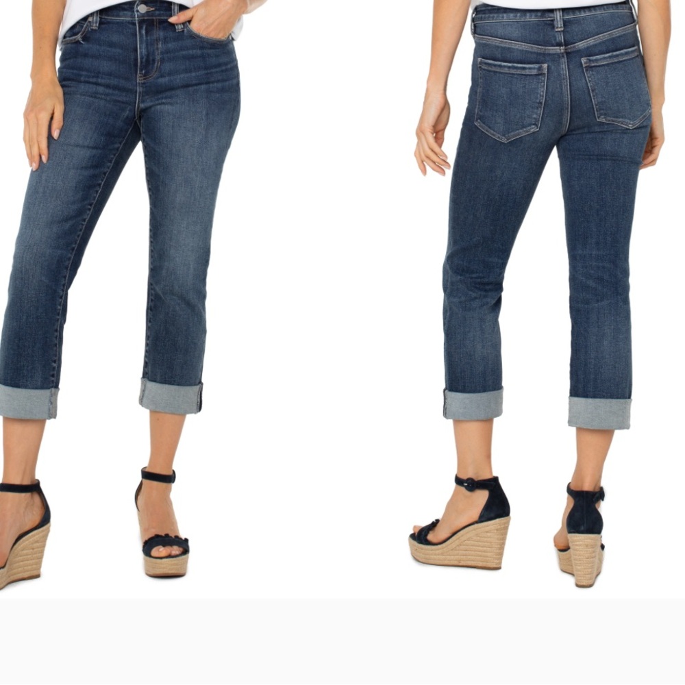 NWT Liverpool Los Angeles Dark Blue Charlie Crop Jeans - Picture 2 of 10